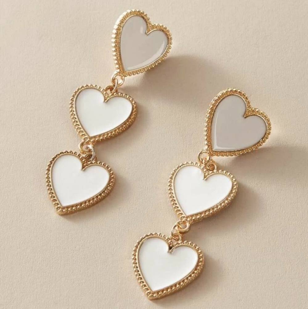 ♡Layered Heart Drop Earrings♡